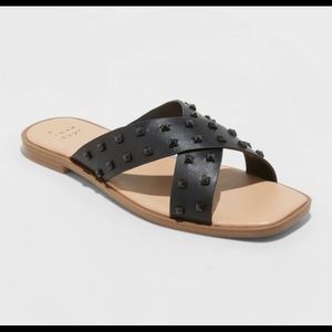 NWT A New Day Emmy Black Studded Crossband Sandals
